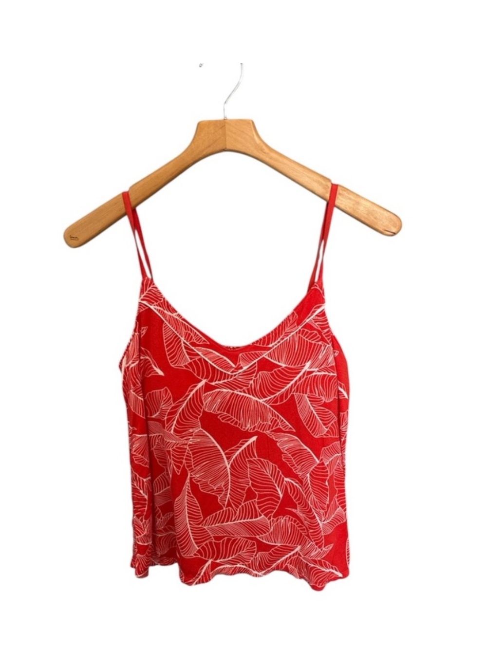 P.J. Salvage Orange White Leaf Print Spaghetti Strap Cami Sleep Top Small